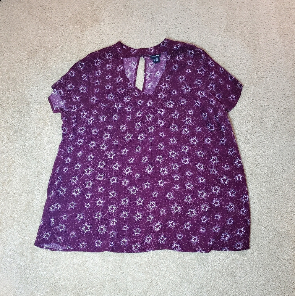 Torrid pick-a-boo top purple stars